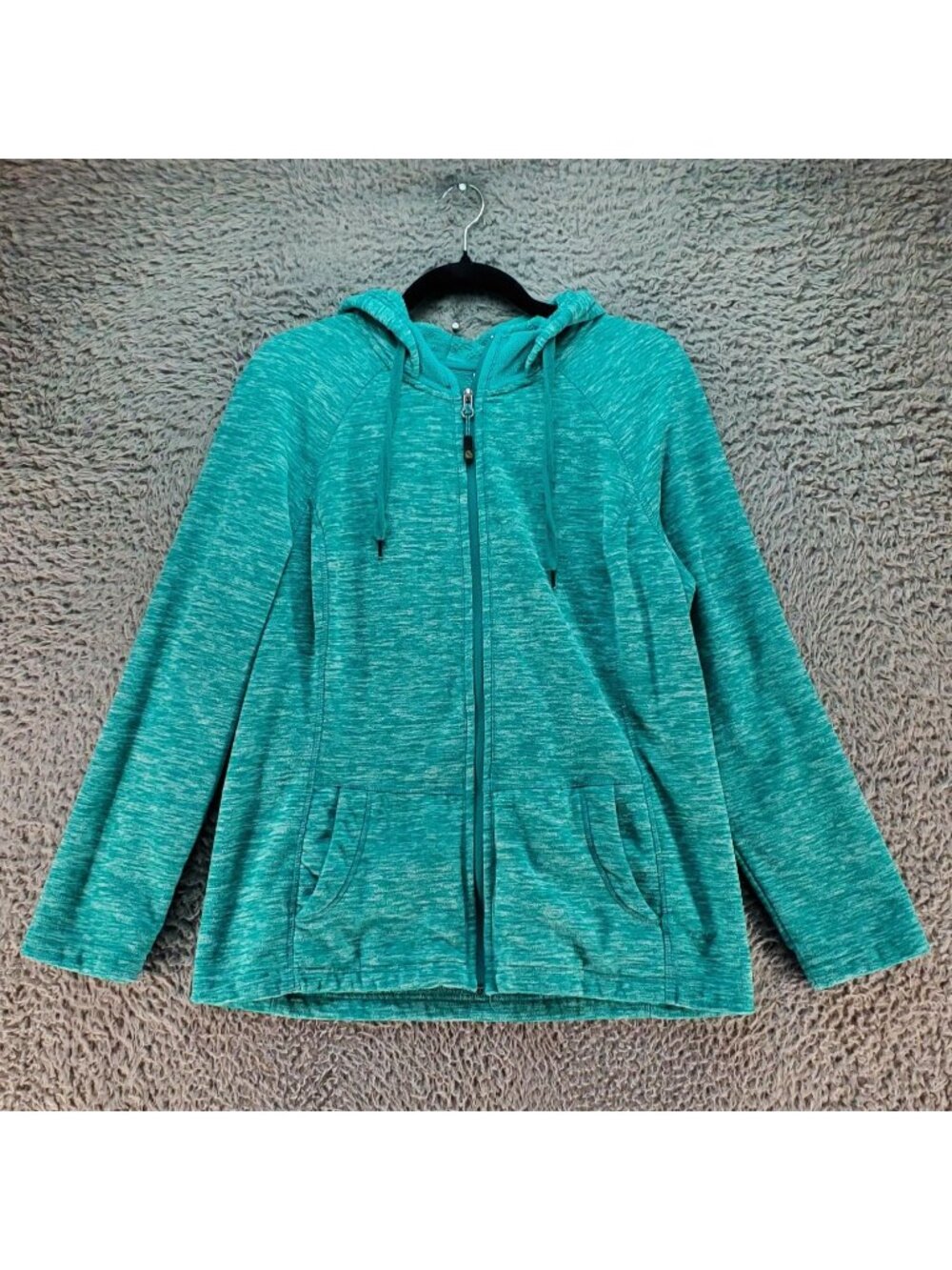 Green Tea Jacket Ladies Large Green Full Zip Polyester Fleece Hoodie